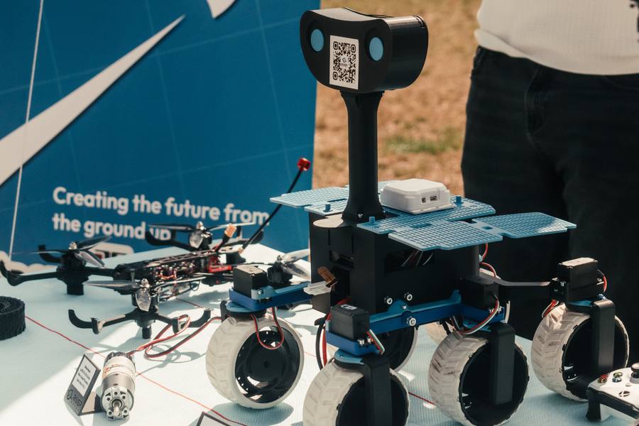 Rover model and drones on display