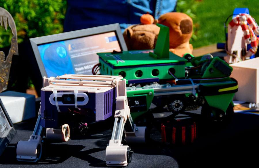 Small robots and electronics projects on display